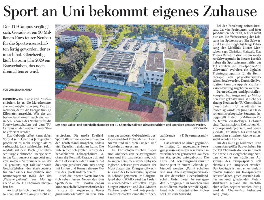 Artikel Festakt IBW Ausgabe Freie Presse vom 04.10.2025